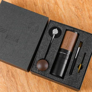 Titanium Gold 7 Star Conical Ghost Burr Aluminum Alloy Body Magnetic Grounds Container Portable Manual Coffee Grinder