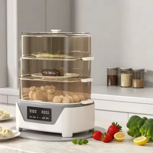 Touch Screen Automatic Multi-function Electric Steamer 3Layers 15L Household Digital Control Electric Steamer Food Cooker
