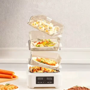 Touch Screen Automatic Multi-function Electric Steamer 3Layers 15L Household Digital Control Electric Steamer Food Cooker