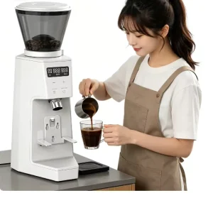 Touch Screen Control Single and Double Cup Grind Coffee Electric 74mm 1200g Coffee Grinder Machine