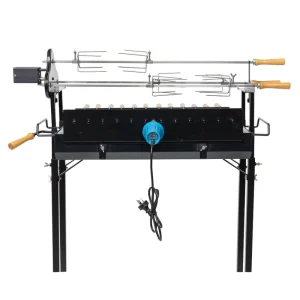 Traditional Cypriot Foukou BBQ Grill with Multi Skewers and Electric Rotisserie for Outdoor Backyard Cooking