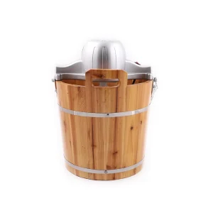 Traditional Homemade Frozen Fruit Yogurt Healthy Ice Cream Wood Bucket Ice Cream Maker