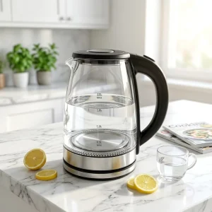 Transparent Glass Electric Hot Water Bottle 304 Stainless Steel Base Auto Shut off Temperature Control Boil Dry Household