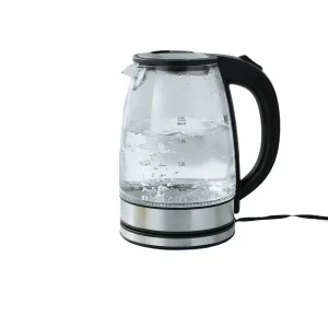 Transparent Glass Electric Kettle Auto Shut off Temperature Control 1.6-2.0L Capacity 1500W Boil-Dry Protection 360 Household