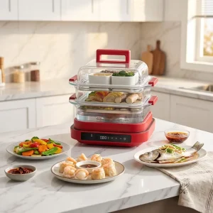 Transparent Multi functional Intelligent Electric Full Glass Steamer Large Capacity Kitchenware for Household Use