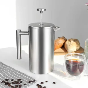 Travel Espresso Stainless Steel French Press Portable Silver Double Walled Coffee Maker French Press