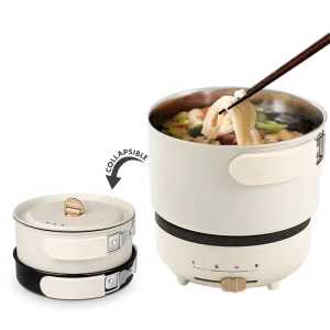 Travel Multi-function Electric Cooker 2 in 1 Mini Cooking Pot Decoct Fry Pan Machine Mini Hotpot Stainless Steel Meat Skillet