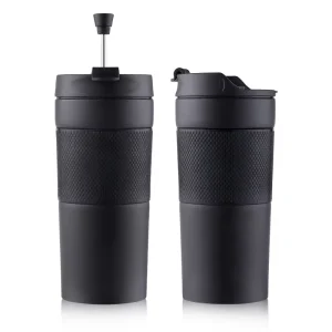 Travel Press 15 oz Portable Coffee Maker Double Wall Stainless Steel Vacuum Insulated Single Serve French Press for Travel