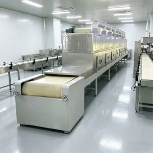Tunnel Type Microwave Drying Machine 2450Mhz Frequency Sterilization Dehydration System for Industrial Food Processing Plant