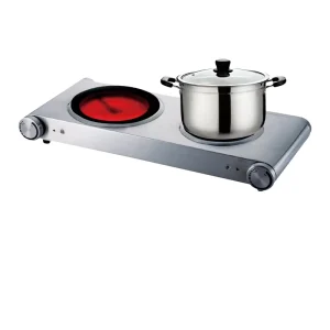 Two-Burner Hot Plate Electric Cooking Stove Solid Hotplate Surface CE CB Certified Cooker for Household Use in Kitchen