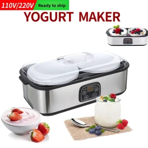 Two Cup 2L Plastic Yogurt Maker with LCD Display Refrigerator Function for Jam Ice Cream Pudding Breakfast Yogurt Maker