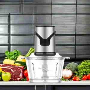 Two Speed Electric Food Processor for Household Use 2.1 3L Capacity High Efficiency Meat Grinders Slicers Ice Crushing Features