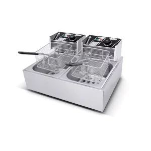 Two Tank Double Basket Stainless Steel 9000W Chicken Chips Frying 8l+8l Adjustable Temperature Commercial Kitchen Electric Fryer