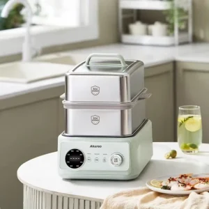 US Japan Standard 15L Electric Steamer 110V 1200W 304 Stainless Steel Triple Layer Steamer Hot Pot Stew Keep Warm Taiwan