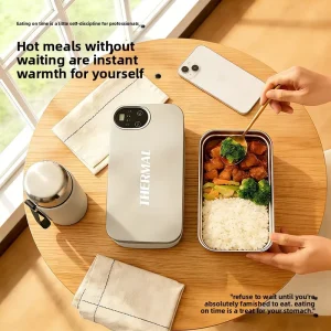 USB Charging 304 Stainless Steel Electric Heating Insulated Lunch Box 0.9L Water Filled Thermal Retention