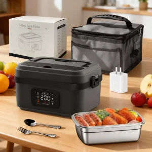 USB Electric Heating Lunch Box with Double Layer Insulation 1L Capacity for Office Outdoor and Car Mounted Use
