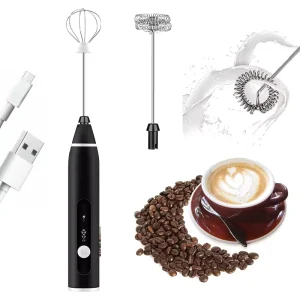 USB Rechargeable Eco Friendly Milk Frother 3 Speed Custom Logo Battery Powered Mini Electric Coffee Whisk Handheld Stainless