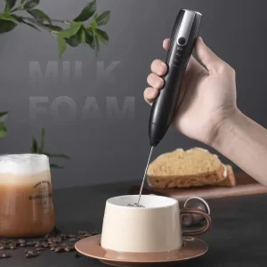 USB Rechargeable Electric Milk Frother Powerful Portable Blender with Push Button Controls Handheld Foam Maker for Latt