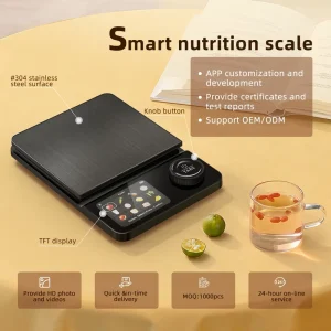 Unique OEM Electronic Smart Digital TFT Tempered Glass Kitchen Food Scale with Timing Function