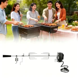 Universal Size Stainless Steel BBQ Kit Metal Rotisserie for Grilling and Cooking