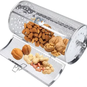 Universal Stainless Steel Rotisserie Net BBQ Grill French Fries Basket Compatible With Any Gas Grill