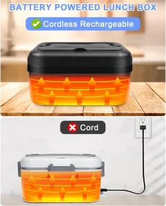 Upgraded Portable Electric Lunch Box 8000mAh Rechargeable Water Free Camping Heat Preservation Electric Lunch Box