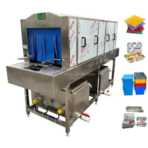 VBJX Industrial Automatic Steam Food Trash Can Fruit Vegetable Basket Washer plastic Pallet Crate Washing Machine