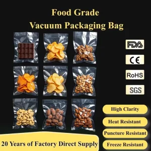 Vacuum Packaging Bags Strong Heat Seal Moisture Odor Proof Ideal for Commercial Food Storage Processing Transparent Vacuum Bags