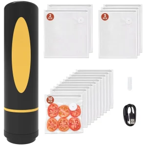 Vacuum Sealer Automatic Food Sealer Machine Mini Rechargeable USB Handheld with 30pcs Bags