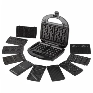 Versatile Interchangeable Cooking Plates Electric Waffle Maker Waffles Pancakes Donuts Sandwiches More 3 in 1 Breakfast Machine