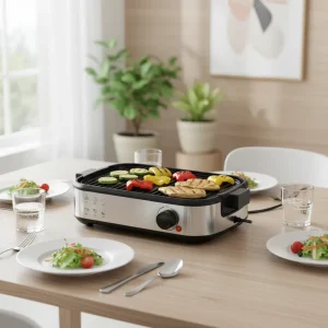 Versatile Multi-Function Electric Grill with Griddle BBQ Plate Smokeless Household Cooking Accessory
