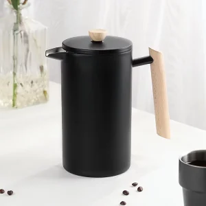 Versatile Usage Coffee Maker French Press 304 Stainless Steel Double Walled Insulated French Press with Wood Handle