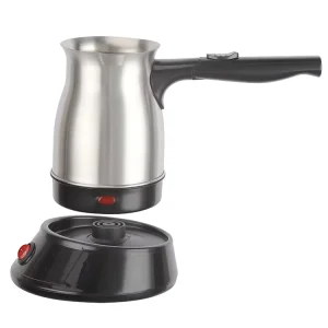 Vintage Portable Folding Stainless Steel Electric Coffee Tamper with Glass Lid for Greek Turkish Coffee