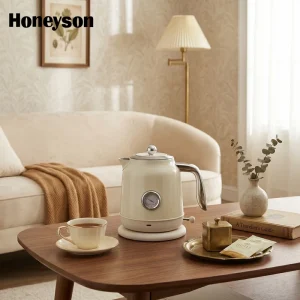 Vintage Stainless Steel Cordless Electric Kettle Temperature Control for Boiling Water 1500W 220V Household Hotel Use 1.0L