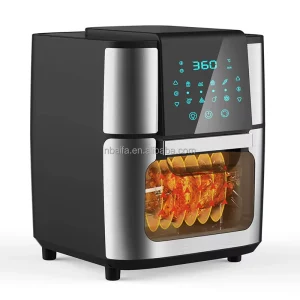 Visible Air Fryer Oven with Stainless Steel Heating Color Digital Control Electric Powered Household Use 12L