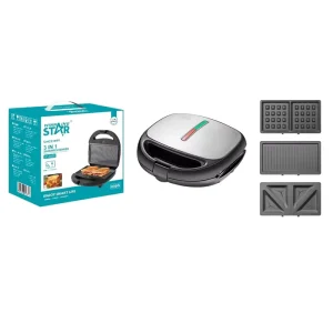 WINNING STAR ST 9450 Home Office Sandwich Burger Maker Easy Use Automatic 3 in 1 Sandwich Maker for Breakfast