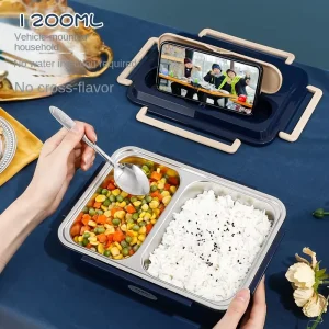 Water-Free Electric Heating Lunch Box 304 Stainless Steel Car Use Plug-In 1.1-2.0L