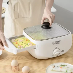 White Household Electric Food Steamer Multi-Use for Cantonese Rice Noodle Rolls