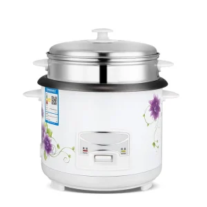 White Printed Rice Cooker 2L 400W 220V Insulated Rice Cooker with Steamer