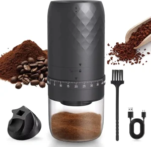 Wireless Electric Coffee Bean Grinder Portable Rechargeable Coffee Grinder with Ceramic Core and External 40 Levels Coarseness