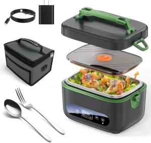 Wireless Portable Camping Electric Lunch Box No Water Electric Lunch Box Cordless Electric Heating Stainless Steel Lunch Box