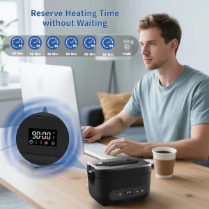 Wireless USB Charging Insulated Heating Timing Removable Stainless Steel Inner Pot Lunch Box Students Plug-in Electric 1.1-1.2L