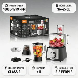 YC-45 Multi-Function 3-in-1 Food Processor Blender Juicer Meat Grinder with Chopper & Coffee Grinder for Home