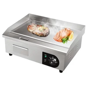 YHY Commercial Electric Griddle 21.3″ 1600W Countertop Stainless Steel Teppanyaki Grill Adjustable Temp Control 2 17.6kg 8.7″
