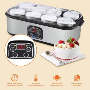 Yogurt Maker Automatic Stainless Steel Electric Home Prices Frozen Ice Cream Machine With 8 Glass Jar Healthy Home