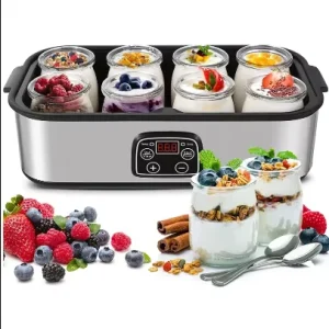 Yogurt Maker Temperature Control with LCD Display and 8 x 180ml Glass Jars