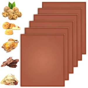 Yuye 6 Pack Silicone Dehydrator Trays Fruit Drying Mat Silicone Dehydrator Sheets with Edge for Jerky Fruit Meat Herbs Crackers