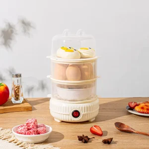 ZY Automatic Electric Egg Cooker 6 Egg Capacity Triple Layer Boiler Auto Shut Off Class A+ Energy Efficiency for Soft Hard