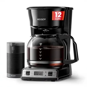 ecozy 12 Cup Programmable Coffee Maker with Electric Coffee Grinder Combos Drip Coffee Machine