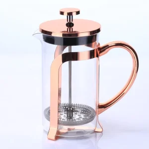 manual french press coffee maker pot with milk frother